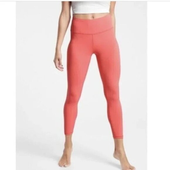 Athleta TRANSCEND 7/8 TIGHT Coral Pink Leggings Medium - Picture 1 of 10